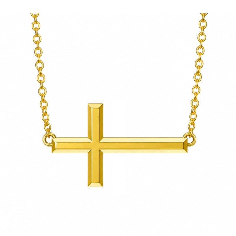 14K Gold Plated Cross Pendant Necklace for Women