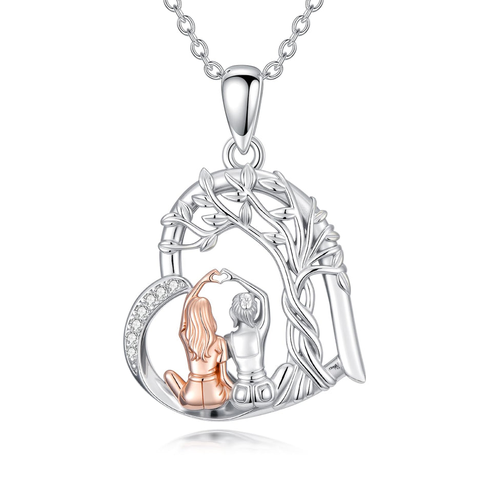 Sterling Silver Tree of Life Father Daughter Sister Pendant Necklace for Women Christmas Gift