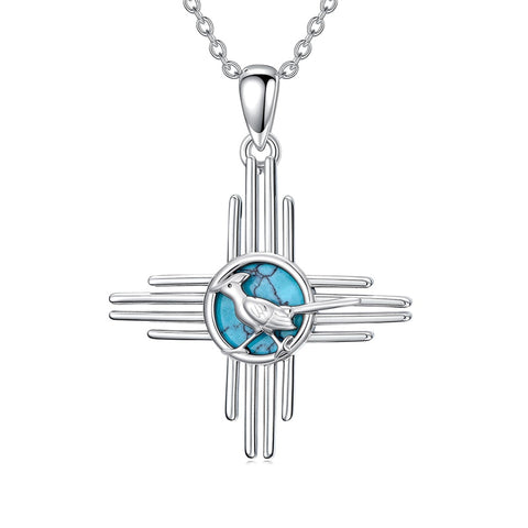 Sterling Silver Turquoise Kokopelli Arrowhead Cross Zia Roadrunner Zia Fox Arrowhead Eagle Pendant Necklace