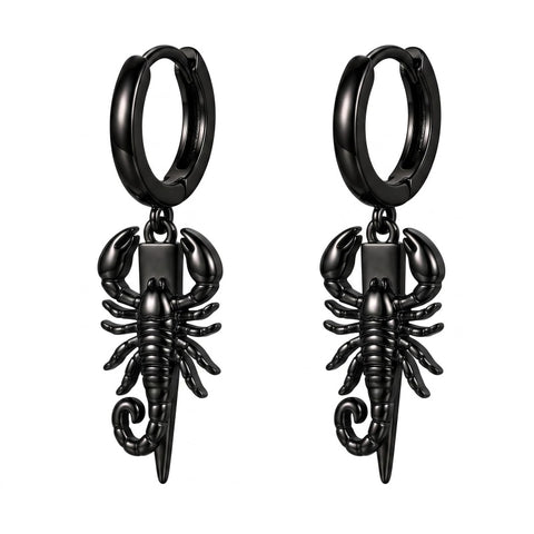Sterling Silver Feather Arrow  Skull Spider Bat Scorpion Hoop Earrings Halloween Christmas Gift