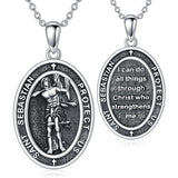 Sterling Silver Saint Christopher St Michael Saint Sebastian Amulet Pendant Necklace