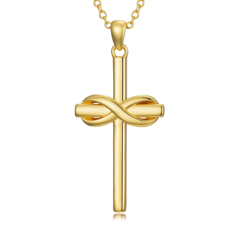 14K Gold Plated Cross Pendant Necklace for Women