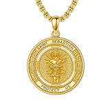 14K Gold Plated Patron Saint Necklace Saint Medal Catholic Amulet Jewelry