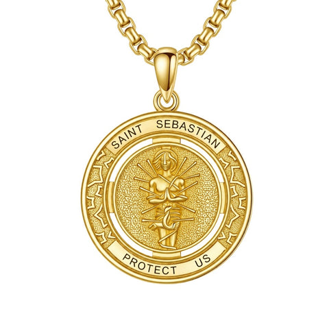 14K Gold Plated Patron Saint Necklace Saint Medal Catholic Amulet Jewelry