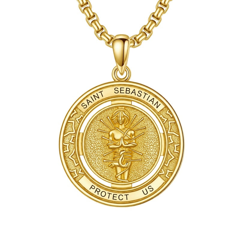 14K Gold Plated Patron Saint Necklace Saint Medal Catholic Amulet Jewelry