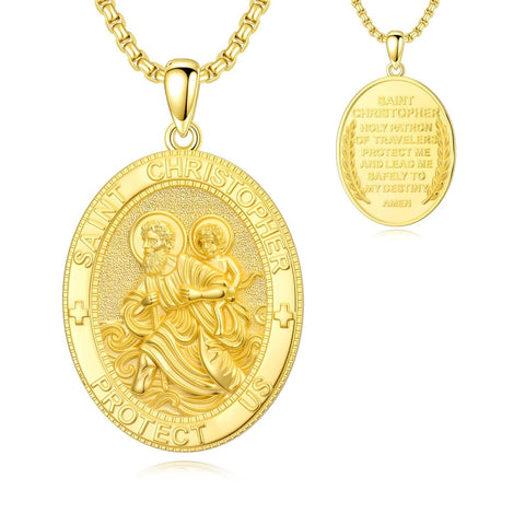 Patron Saint Medal Gold Plated Catholic Pendant Christian Religious Necklace Amulet Jewelry
