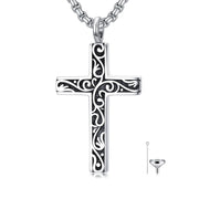 Sterling Silver Filigree Cross Urn Necklace for Ashes
