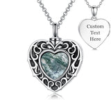 Sterling Silver Moonstone Turquoise Moss Agate Heart Shaped Urn Necklace for Ashes
