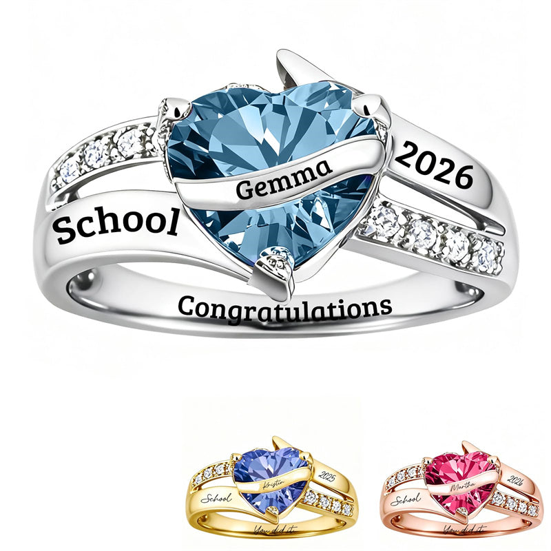 Copper Custom Birthstone Engraved Class Ring Graduation Ring for Her