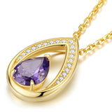 Sterling Silver Teardrop Birthstone Pendant Necklace Valentine's Day Gifts for Her