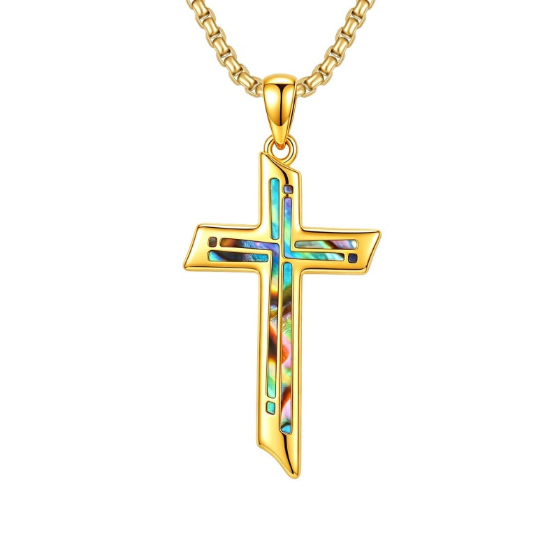 14K Gold Plated Cross Pendant Necklace Religious Confirmation Jewelry