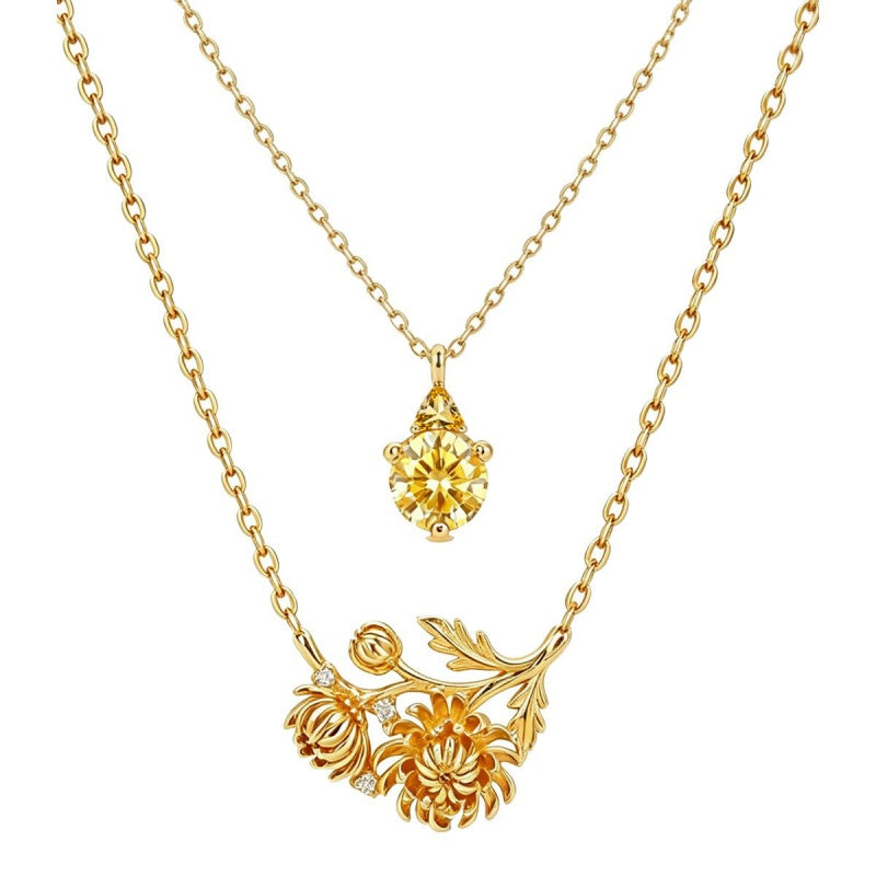 14K Gold Birthstone Birth Flower  Pendant Necklace Birthday Jewelry Gifts for Women