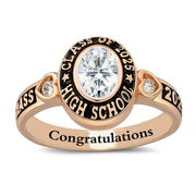 Sterling Silver Personalized Engraved Birthstone Class Ring Graduation Ring