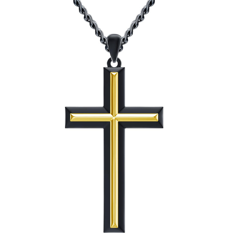 Sterling Silver Cross Religious Necklace for Men