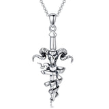 Sterling Silver Satanic Goat Sword Protection Amulet Pendant Necklac