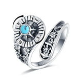 Sterling Silver Turquoise Compass Spoon Ring