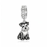 Sterling Silver Pit Bull Schnauzer Yorkie Corgi Dachshund Dog Charm Beads Fits Bracelets & Necklaces  for Women