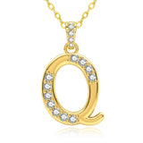 Cubic Zircon 14K Gold Plated Initial Letter A-Z Pendant Necklace