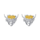 925 Sterling Silver Highland Cow Stud Earrings