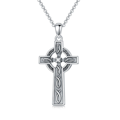 Sterling Silver Wooden Cross Pendant Necklace