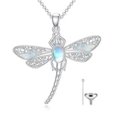 Urn Necklace for Human Ashes 925  Silver Dragonfly  Moonstone Memorial Necklace Cremation Jewelry for Women Men Mom