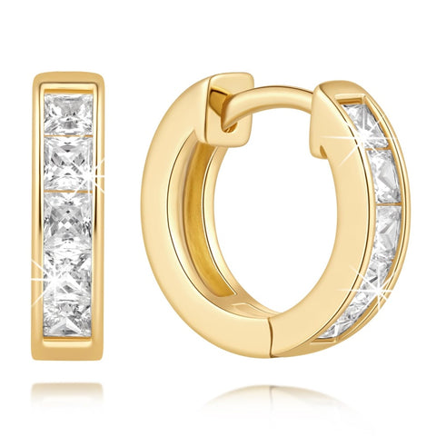 14K Gold Plated Cubic Zircon Hoop Earrings for Women