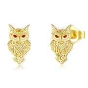 14k Gold Owl Stud Earrings