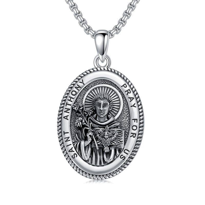 Sterling Silver Saint Joseph St Michael Saint Peter Saint Christopher Religious Pendant Necklace