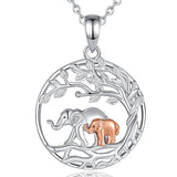 Sterling Silver Elephant with 1 2 3 Cubs Pendant Necklace