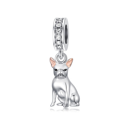 Sterling Silver Cubic Zirconia Yorkshire Boston Terrier Chihuahua Dachshund  Bead Charms