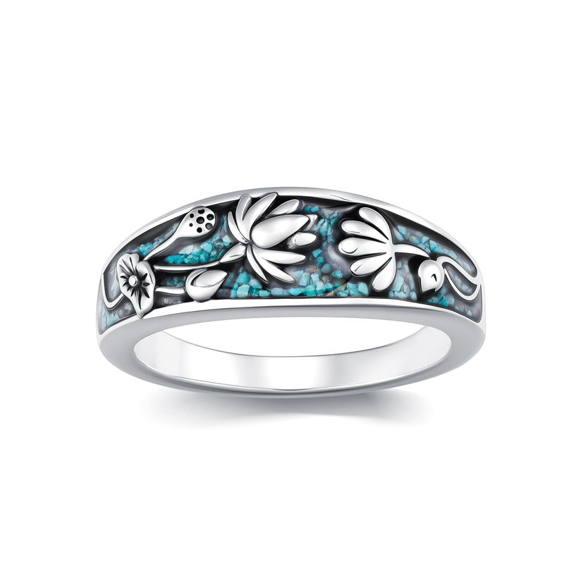 Sterling Silver Turquoise  Dragonfly Hummingbird Turtle Butterfly Mountain Celtic Knot Lotus Ring  Gifts for Women
