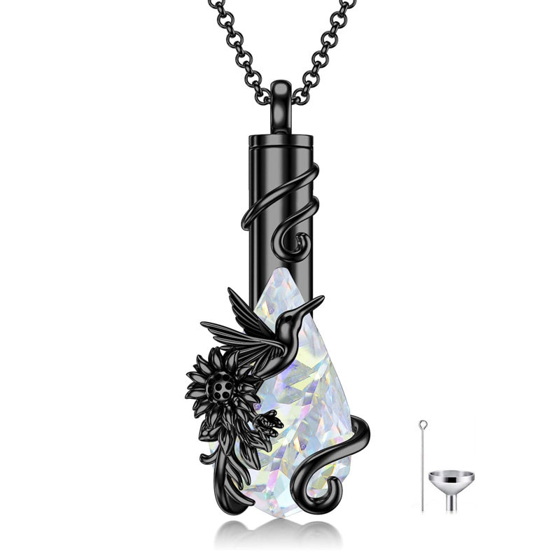 Sterling Silver Teardrop Crystal Butterfly Dragonfly Fox Hummingbird Phoenix Tree of Life Urn Necklaces for Ashes