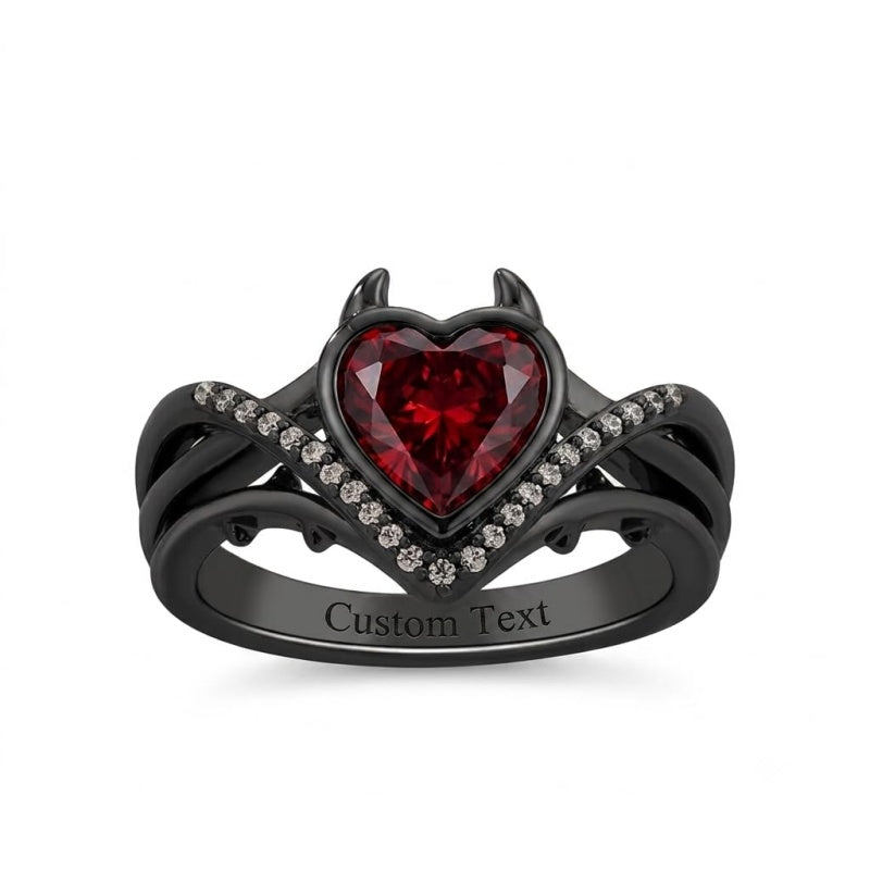 Sterling Silver Personalized Birthstone Punk Skull Bat Snake Ring Goth Jewelry for Halloween Birthday