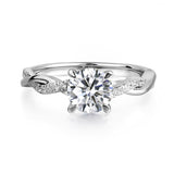 Sterling Silver 7x7mm Round Cut Gemstone Twist Infinity Engagement Ring for Women