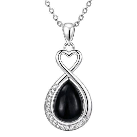 Sterling Silver Teardrop Gemstone Rose Butterfly Infinity Heart Necklace for Women