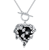 Witches Heart Pendant Necklace 925 Sterling Silver Gothic Jewelry Goth Halloween Gifts for Women