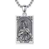 Sterling Silver Saint Anthony Saint Jude Saint Christopher   Saint Michael Amulet Religious Pendant Necklace