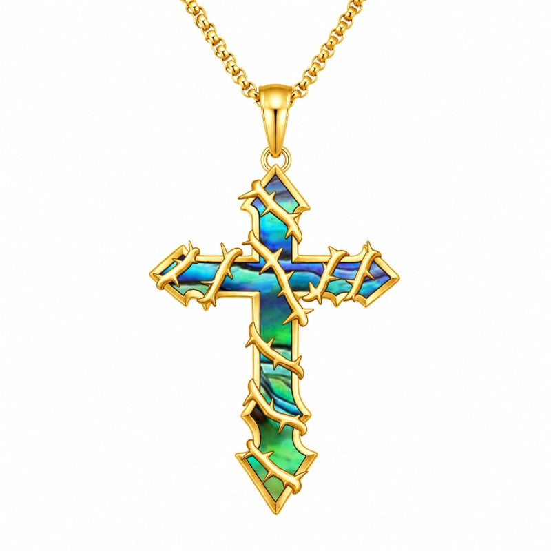 14K Gold Plated Cross Pendant Christian Necklace Baptism Religious Faith Jewelry