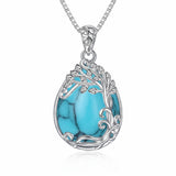 14K Gold Plated Teardrop Tree of Life Necklace for Women