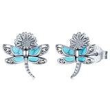 Sterling Silver Turquoise Dragonfly Stud Earrings