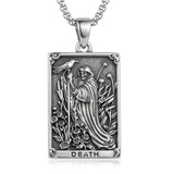 Sterling Silver Tarot Card Pendant  Necklace for Men Gothic Amulet Jewelry