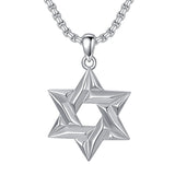 Sterling Silver Star of David Pendant Necklace for Men