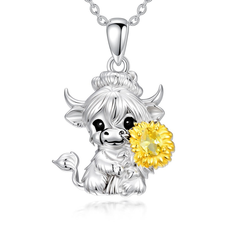 Sterling Silver Highland Cow Necklace