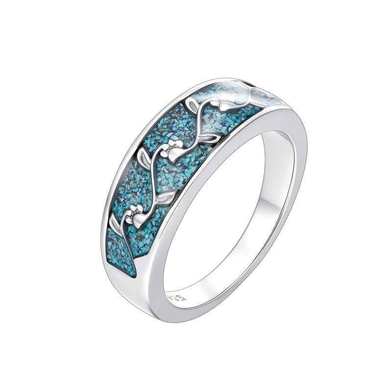 Sterling Silver Turquoise Butterfly Lotus Pet Paw Ring for Women