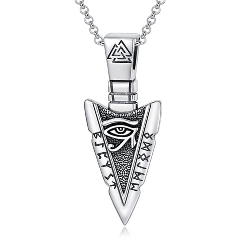 Sterling Silver Viking Arrowhead Pendant Necklace for Men