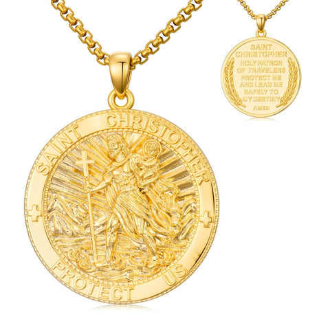 Patron Saint Medal Gold Plated Catholic Pendant Christian Religious Necklace Amulet Jewelry