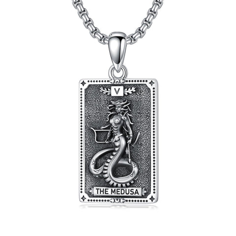 Sterling Silver Tarot Card Hecate Athena Artemis Lilith Medusa Goddess Pendant Necklace