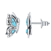 Sterling Silver Turquoise Butterfly Stud Earrings