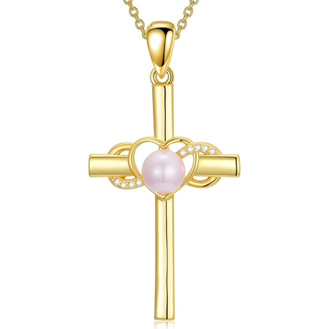 14K Gold Plated Cross Pendant Necklace for Women