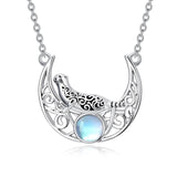 Sterling Silver Moonstone Celtic Knot Raccoon Otter Pig Dolphin Cow Pendant Necklace Birthday Mother's Day Gift